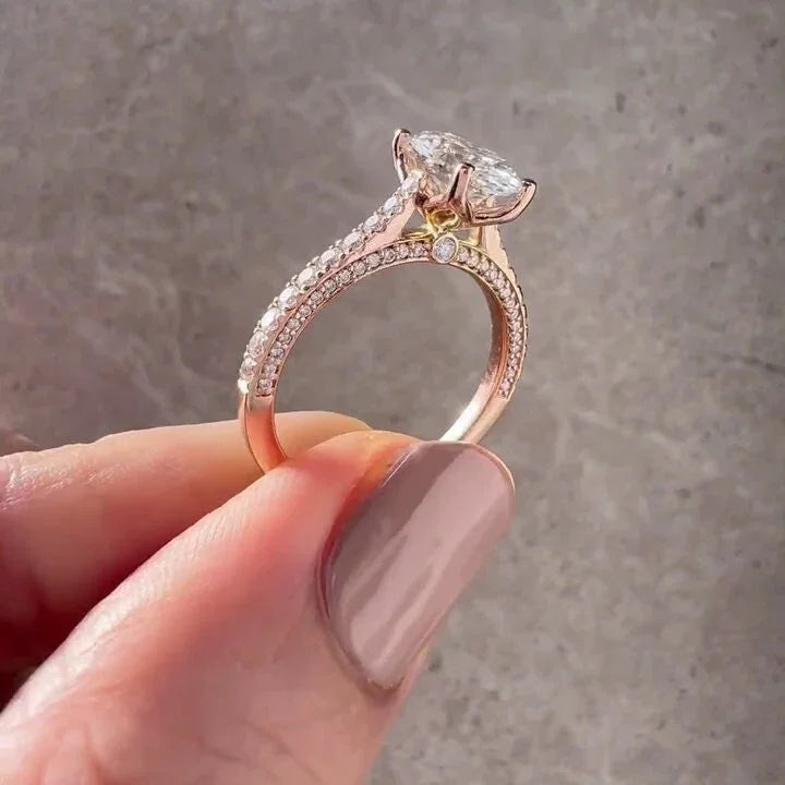 2.00TCW Oval Lab Grown Diamond Engagement Ring | Cathedral Pavé Setting with 1.50ct Center | IGI Certified 