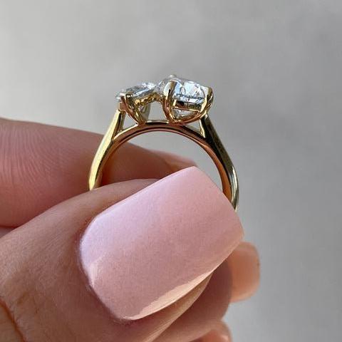 Elegant 2.00TCW pear marquise lab grown diamond engagement ring IGI certified toi et moi setting ethical diamond engagement wedding bridal jewelry ring fine