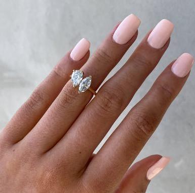 Brilliant 2.00TCW pear marquise lab grown diamond engagement ring IGI certified ethical lab diamond toi et moi setting engagement wedding bridal luxury ring