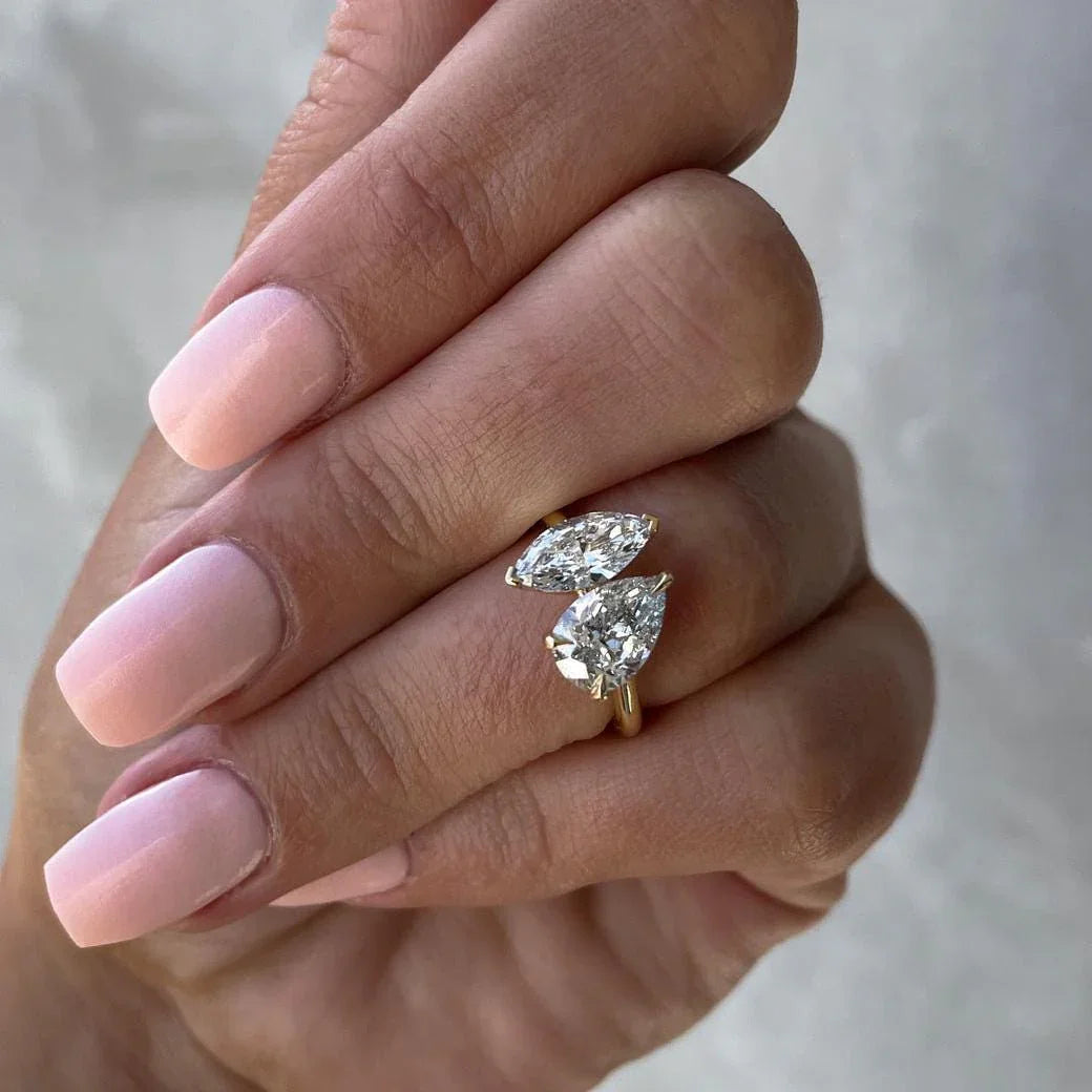 2.00TCW Pear & Marquise Lab Grown Diamond Engagement Ring | Toi Et Moi Setting | IGI Certified 