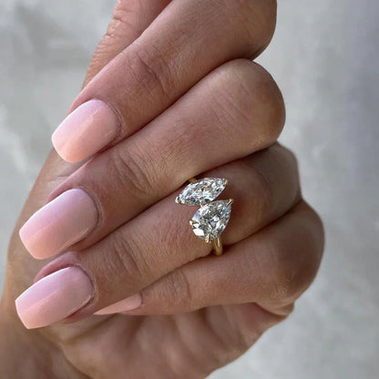 2.00TCW Pear & Marquise Lab Grown Diamond Engagement Ring | Toi Et Moi Setting | IGI Certified 