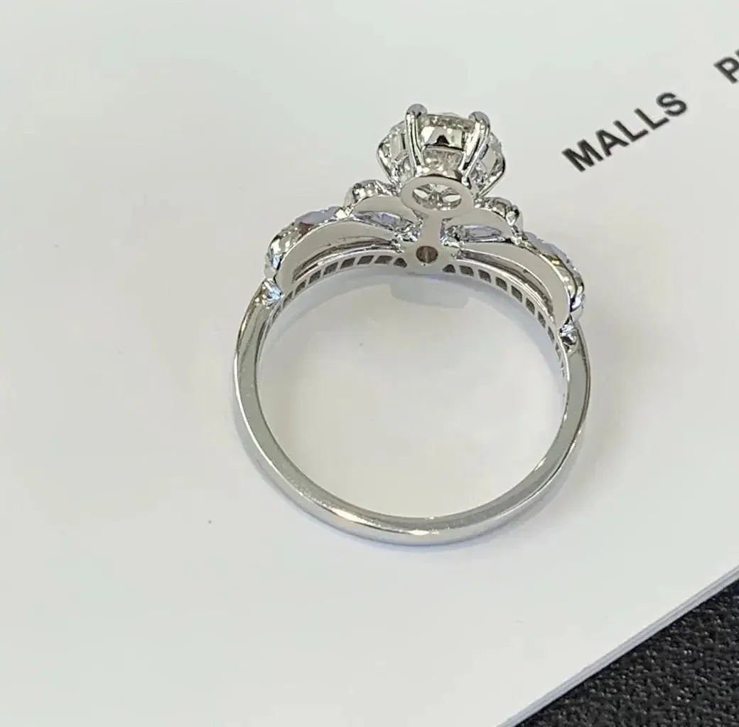 Brilliant 2.00TCW round pear lab grown diamond engagement ring IGI certified ethical lab diamond unique elegant setting engagement wedding bridal luxury ring