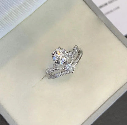 2.00TCW Round and Pear Lab Grown Diamond Engagement Ring | Unique Elegant Setting | IGI Certified 