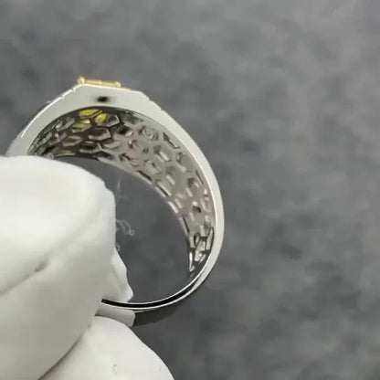 2.05 TCW Fancy Yellow Radiant Lab Grown Diamond Ring | Bezel Set Men’s Design | IGI Certified 