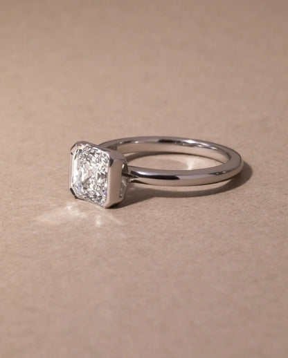 2.0ct Asscher Lab Grown Diamond Engagement Ring | Half Bezel Setting | IGI Certified 