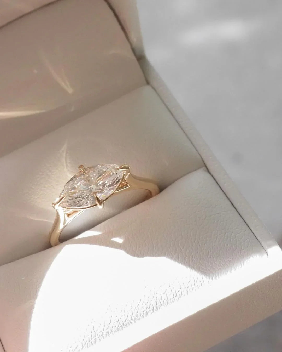 2.0ct marquise cut lab grown diamond solitaire ring IGI certified wedding engagement promise anniversary ring for her luxury gold fine jewelry design