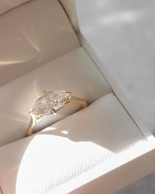 2.0ct marquise cut lab grown diamond solitaire ring IGI certified wedding engagement promise anniversary ring for her luxury gold fine jewelry design