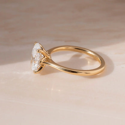 Oval 2.0ct lab grown diamond engagement ring IGI certified wedding birthday gift for her wife gold solitaire fine jewelry luxury elegant ring design