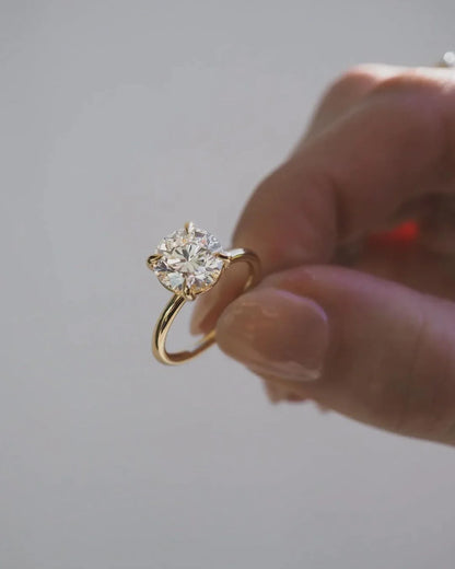 2.0ct round cut lab grown diamond engagement ring solitaire setting IGI certified wedding bridal ring promise ring sustainable ethical luxury diamond jewelry