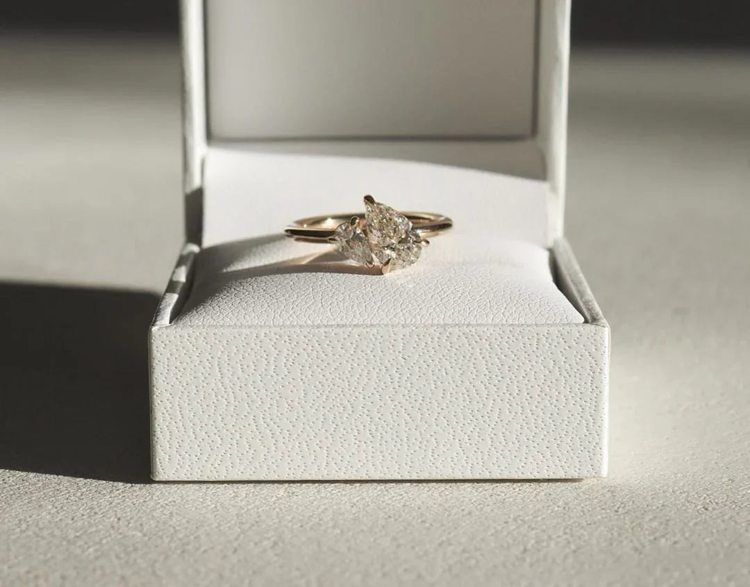 2.0 TCW Toi Et Moi pear duet lab grown diamond ring engagement wedding ring, romantic bridal jewelry, ethical luxury gift for her promise ring
