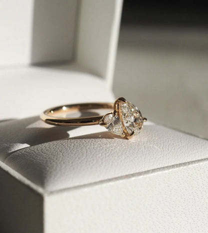 2.0 TCW pear duet Toi Et Moi lab grown diamond ring, engagement ring wedding ring, IGI certified, surprise gift bridal jewelry romantic luxury ring