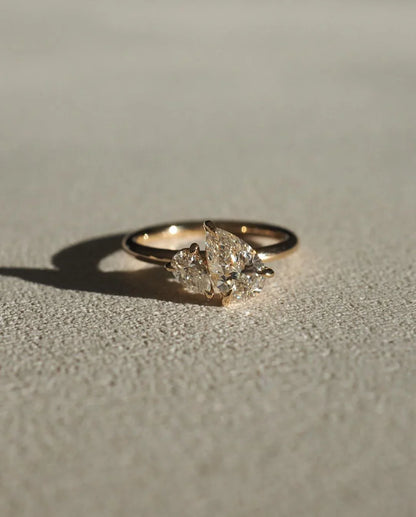 2.0 TCW duet pear Toi Et Moi lab grown diamond ring, engagement ring wedding ring, surprise gift for her, bridal jewelry, romantic promise ring luxury