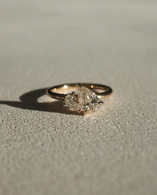 2.0 TCW duet pear Toi Et Moi lab grown diamond ring, engagement ring wedding ring, surprise gift for her, bridal jewelry, romantic promise ring luxury