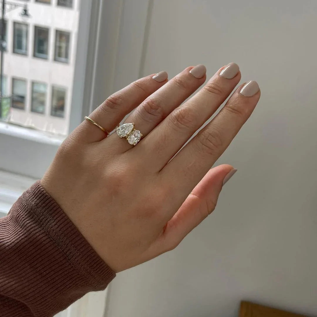 2.0tcw Pear & Oval Toi Et Moi Lab Grown Diamond Ring Luxurious Engagement Ring and Wedding ring, Anniversary Gift For Women 