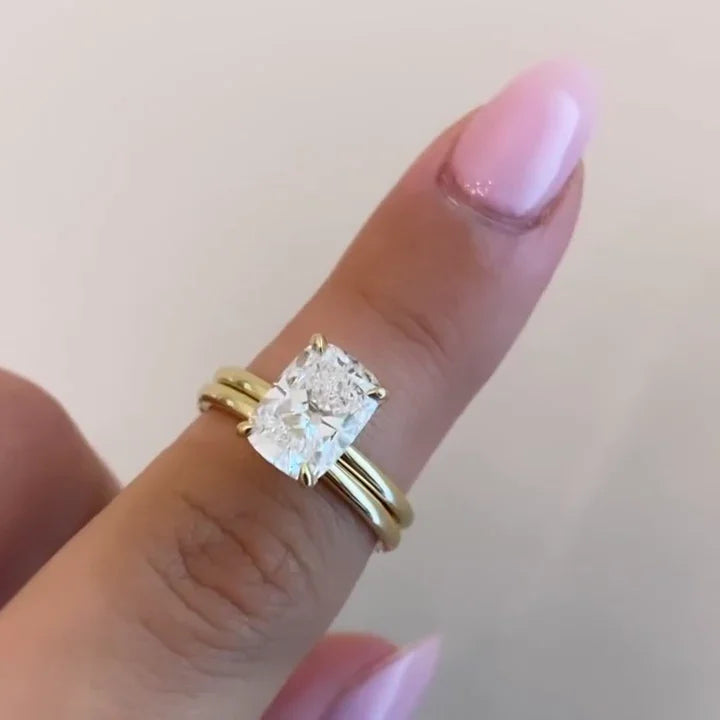 2.10 TCW cushion elongated lab grown diamond engagement ring IGI certified solitaire wedding ring bridal jewelry anniversary gift promise ring ethical sustainable