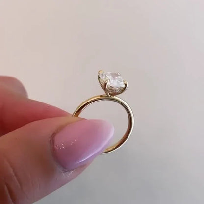 Elongated cushion 2.10 TCW lab grown diamond solitaire engagement ring IGI certified pear-like brilliance wedding bridal jewelry promise ring ethical gift