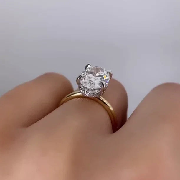 2.10TCW oval cut lab grown diamond engagement ring IGI certified hidden halo wedding ring bridal promise ring sustainable ethical luxury gift for her