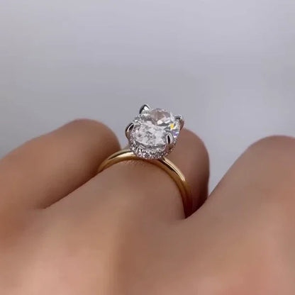 2.10TCW oval cut lab grown diamond engagement ring IGI certified hidden halo wedding ring bridal promise ring sustainable ethical luxury gift for her