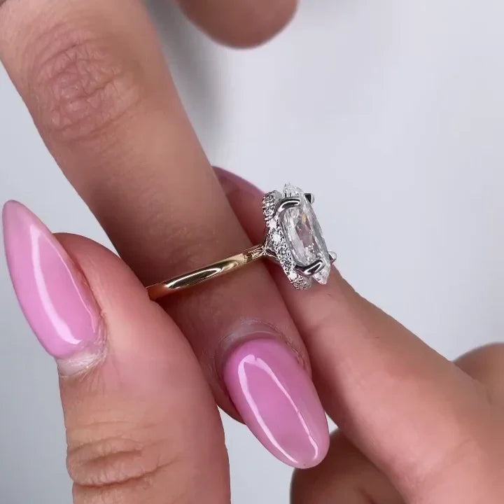 2.10TCW oval lab grown diamond hidden halo IGI certified engagement ring wedding ring bridal jewelry promise ring ethical luxury anniversary gift