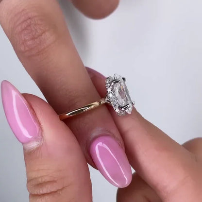 2.10TCW oval lab grown diamond hidden halo IGI certified engagement ring wedding ring bridal jewelry promise ring ethical luxury anniversary gift