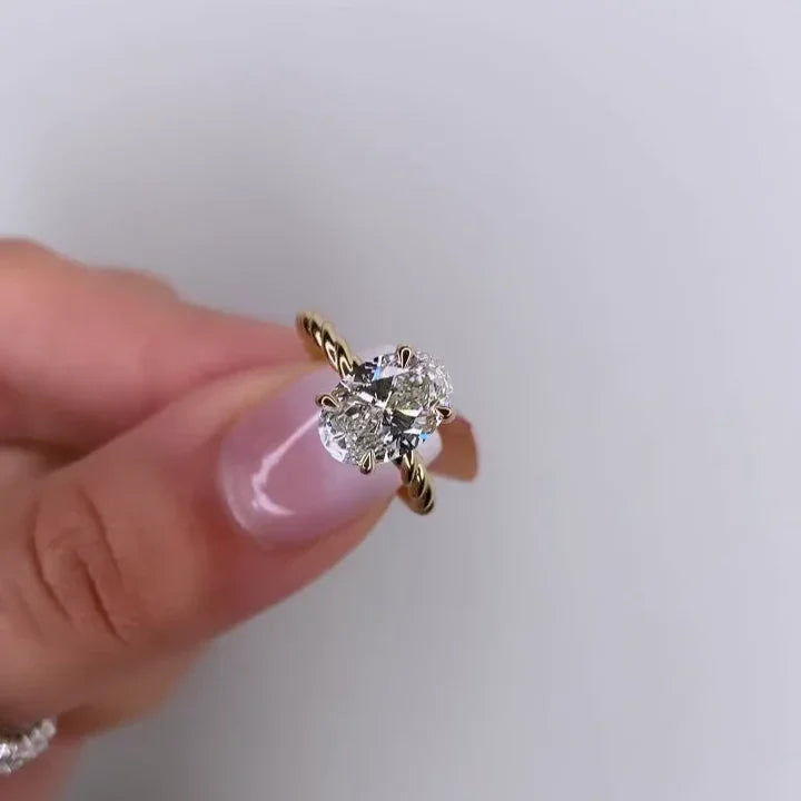 2.10TCW oval lab grown diamond hidden halo engagement ring IGI certified bridal wedding ring promise ring ethical sustainable fine jewelry gift for her