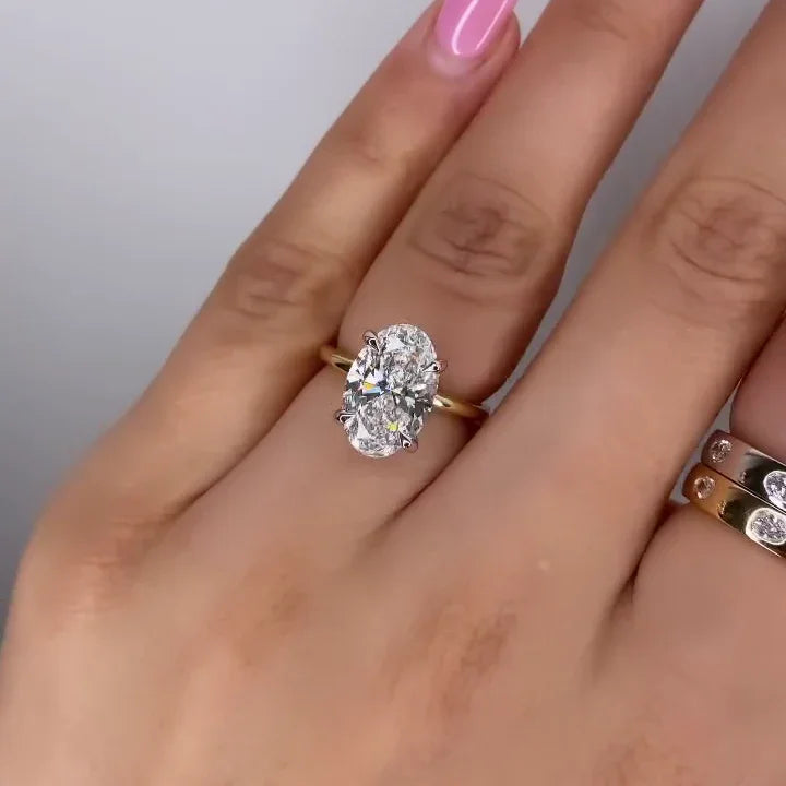 2.10TCW oval cut lab grown diamond engagement ring hidden halo IGI certified bridal wedding promise ring fine jewelry sustainable ethical luxury gift for her anniversary