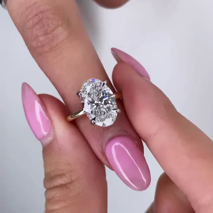 2.10TCW oval lab grown diamond engagement ring hidden halo IGI certified wedding ring bridal jewelry promise ring ethical sustainable luxury gift for her