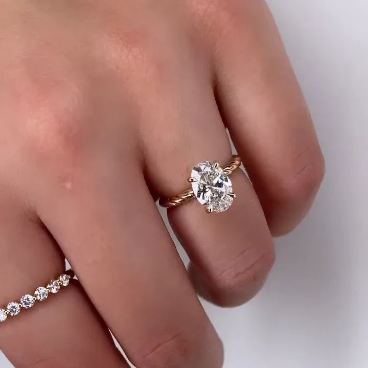 2.10TCW oval lab grown diamond engagement ring hidden halo IGI certified wedding ring bridal jewelry promise ring ethical sustainable luxury gift for her