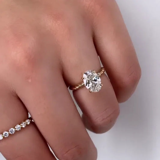 2.10TCW oval lab grown diamond engagement ring hidden halo IGI certified wedding ring bridal jewelry promise ring ethical sustainable luxury gift for her
