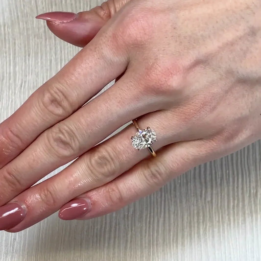 2.10TCW oval cut lab grown diamond engagement ring IGI certified two-tone solitaire wedding ring bridal promise ring sustainable ethical luxury gift
