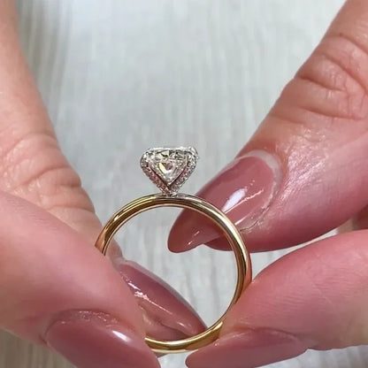 2.10TCW Oval Lab Grown Diamond Engagement Ring | Two-Tone Solitaire Setting | IGI Certified 