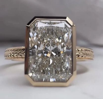 2.10TCW Radiant Lab Grown Diamond Engagement Ring | Bezel Setting | IGI Certified 