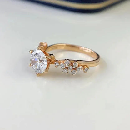 2.10TCW Round Lab Grown Diamond Engagement Ring | Pavé Solitaire Setting with 1.50ct Center | IGI Certified 