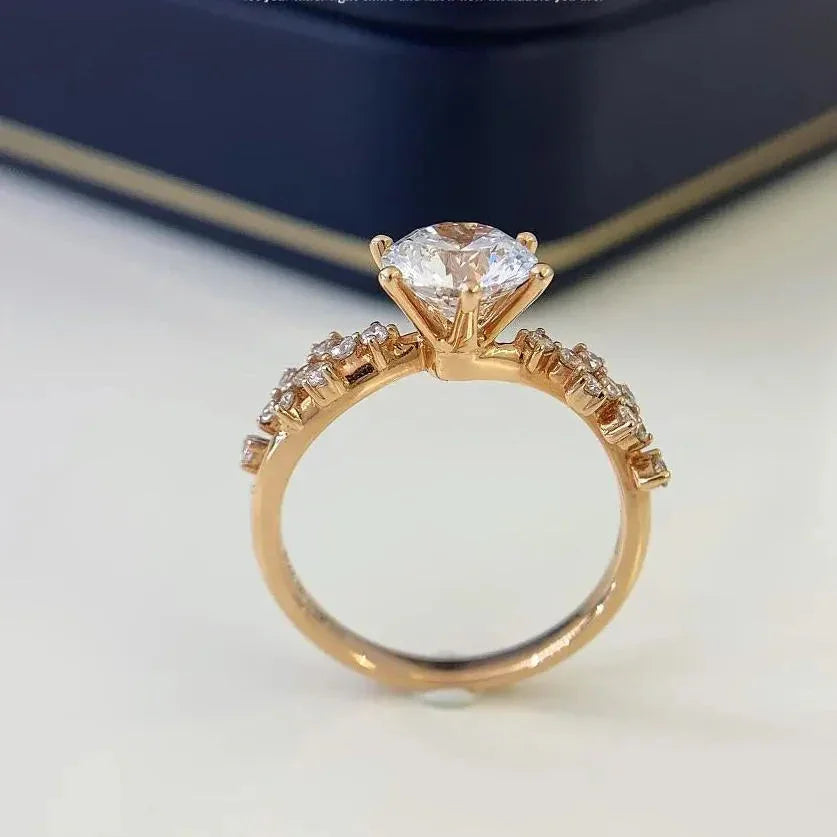 2.10TCW Round Lab Grown Diamond Engagement Ring | Pavé Solitaire Setting with 1.50ct Center | IGI Certified 