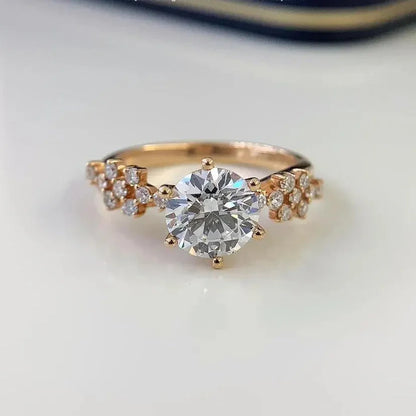 2.10TCW Round Lab Grown Diamond Engagement Ring | Pavé Solitaire Setting with 1.50ct Center | IGI Certified 