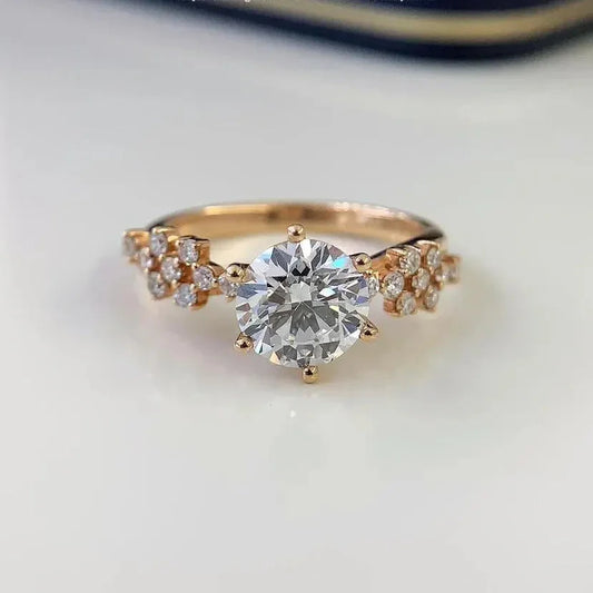 2.10TCW Round Lab Grown Diamond Engagement Ring | Pavé Solitaire Setting with 1.50ct Center | IGI Certified 