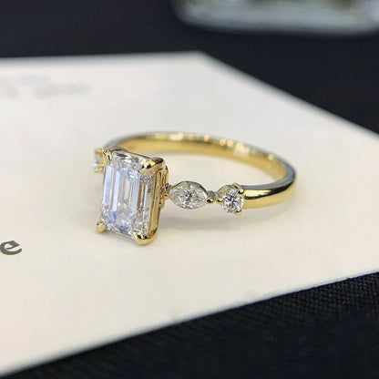 2.20 TCW Emerald Lab Grown Diamond Engagement Ring | Marquise and Round Side Stones | IGI Certified 