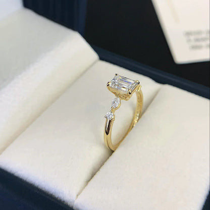2.20 TCW Emerald Lab Grown Diamond Engagement Ring | Marquise and Round Side Stones | IGI Certified 