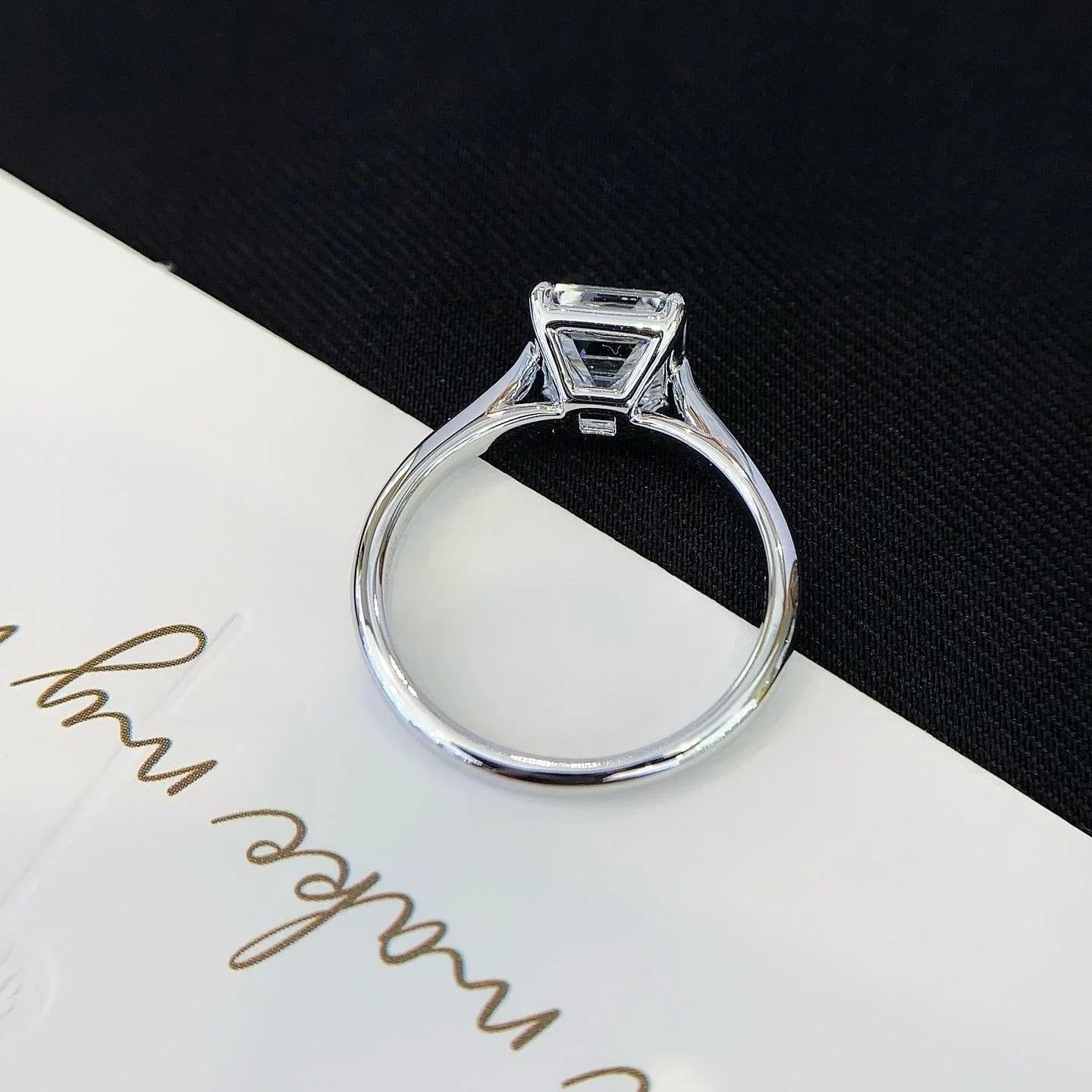 IGI certified 2.20ct Asscher lab diamond engagement ring, solitaire cathedral setting, luxury bridal ring, sustainable fine jewelry
