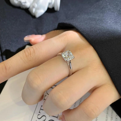 2.20ct Asscher Lab Grown Diamond Engagement Ring | Solitaire Cathedral Setting | IGI Certified 