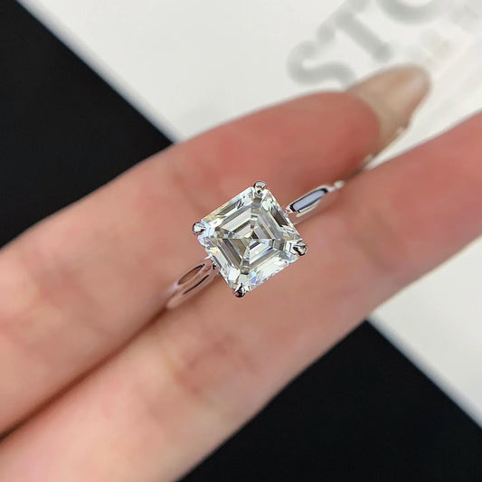 2.20ct Asscher cut lab grown diamond engagement ring, solitaire cathedral setting, IGI certified, white gold, bridal jewelry, luxury ring
