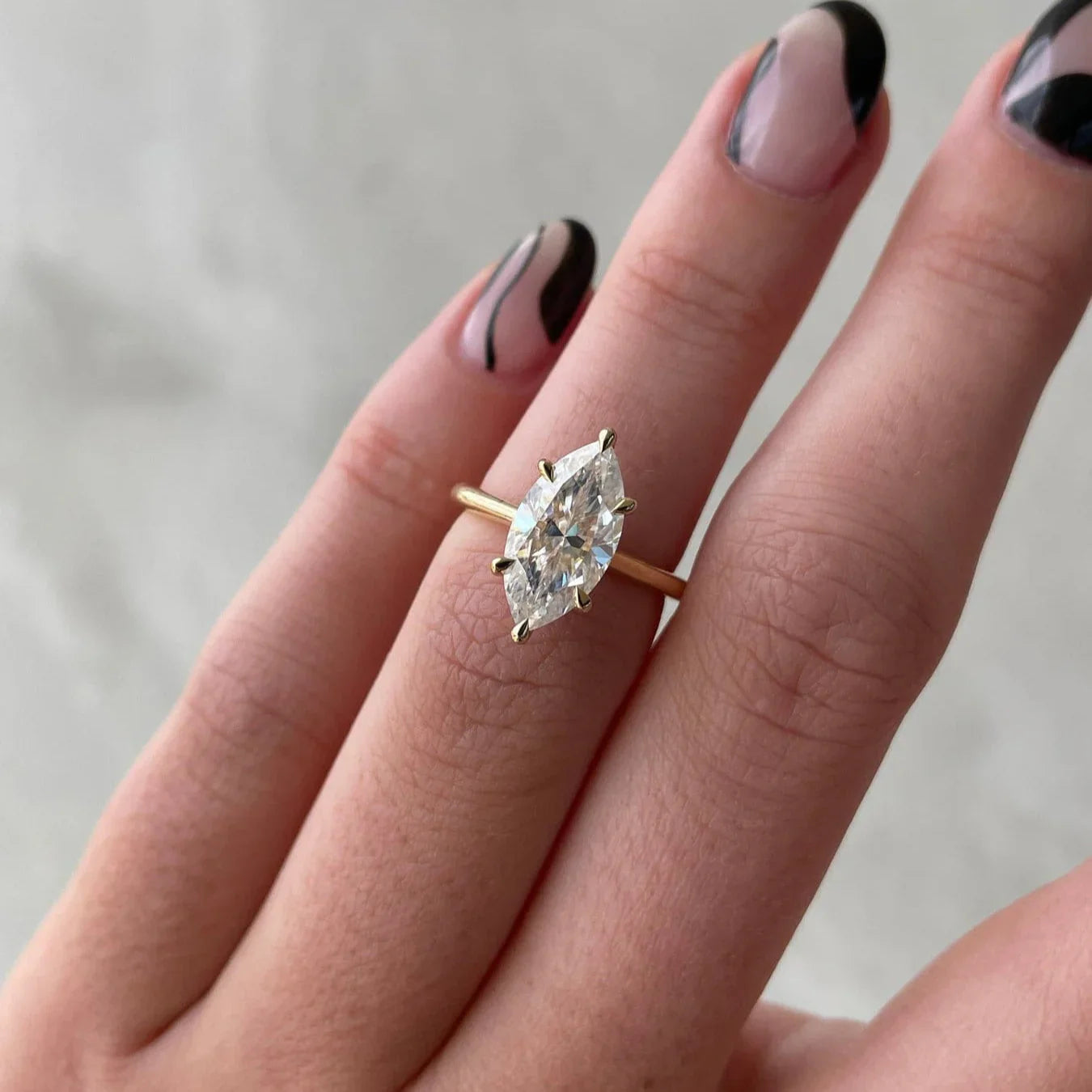 IGI certified 2.20ct marquise lab diamond engagement ring, solitaire 6 claw setting, elegant ethical bridal jewelry
