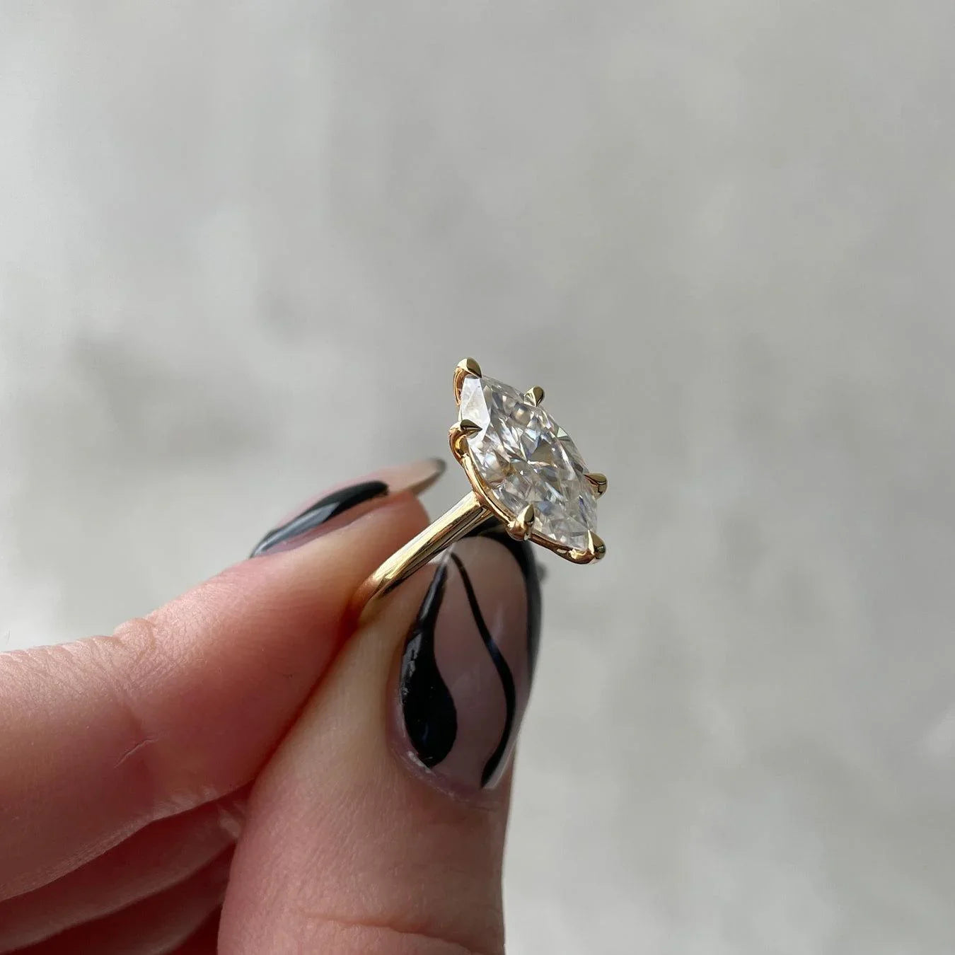 2.20ct Marquise Lab Grown Diamond Engagement Ring | Solitaire 6 Claw Setting | IGI Certified 