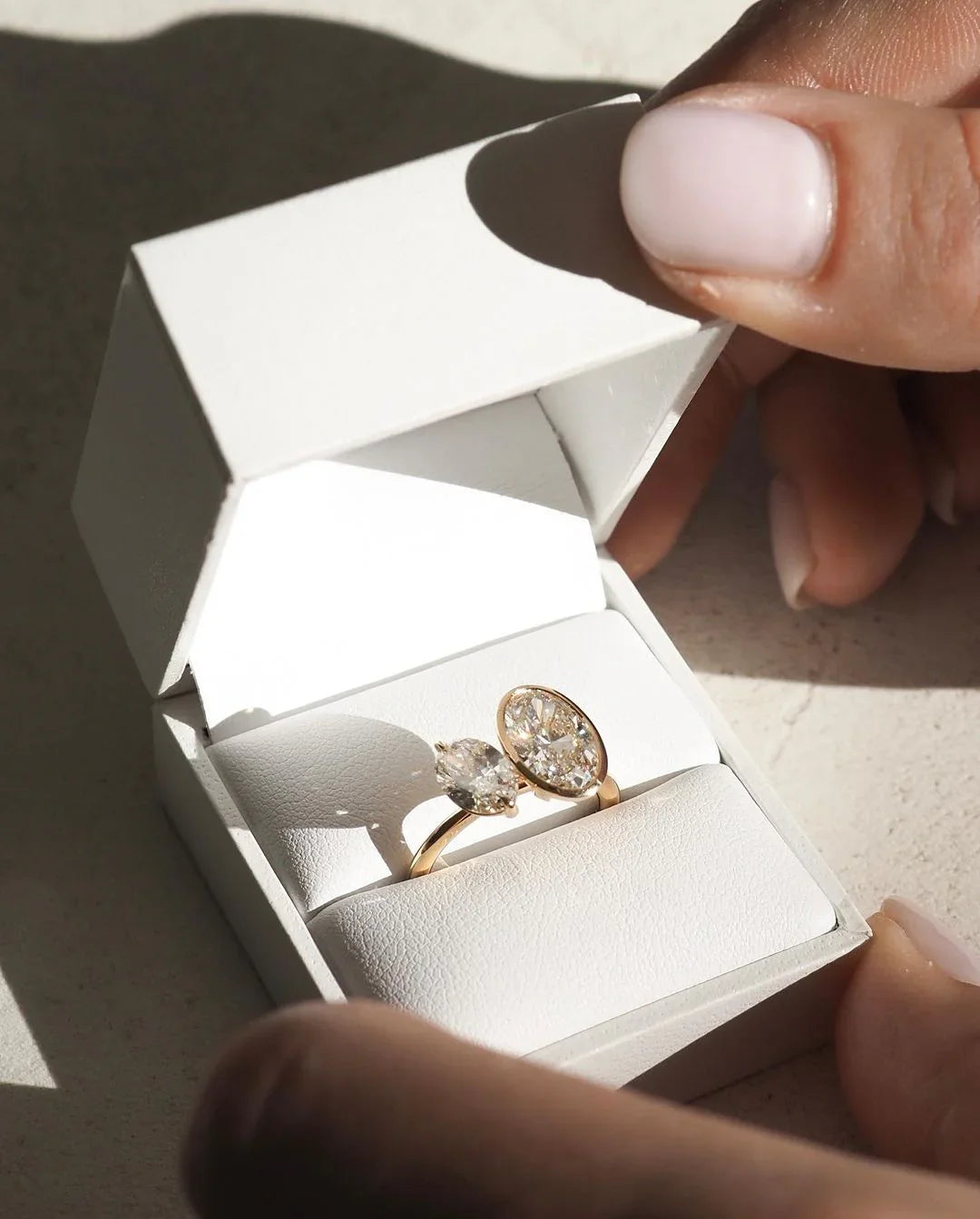 2.20tcw Duet Oval Full Bezel and with Pear Diamond Ring Toi et Moi Engagement Ring and wedding Ring 