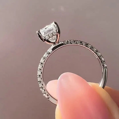 Emerald cut lab grown diamond ring 2.20TCW, hidden halo pavé engagement ring, IGI certified bridal jewelry
