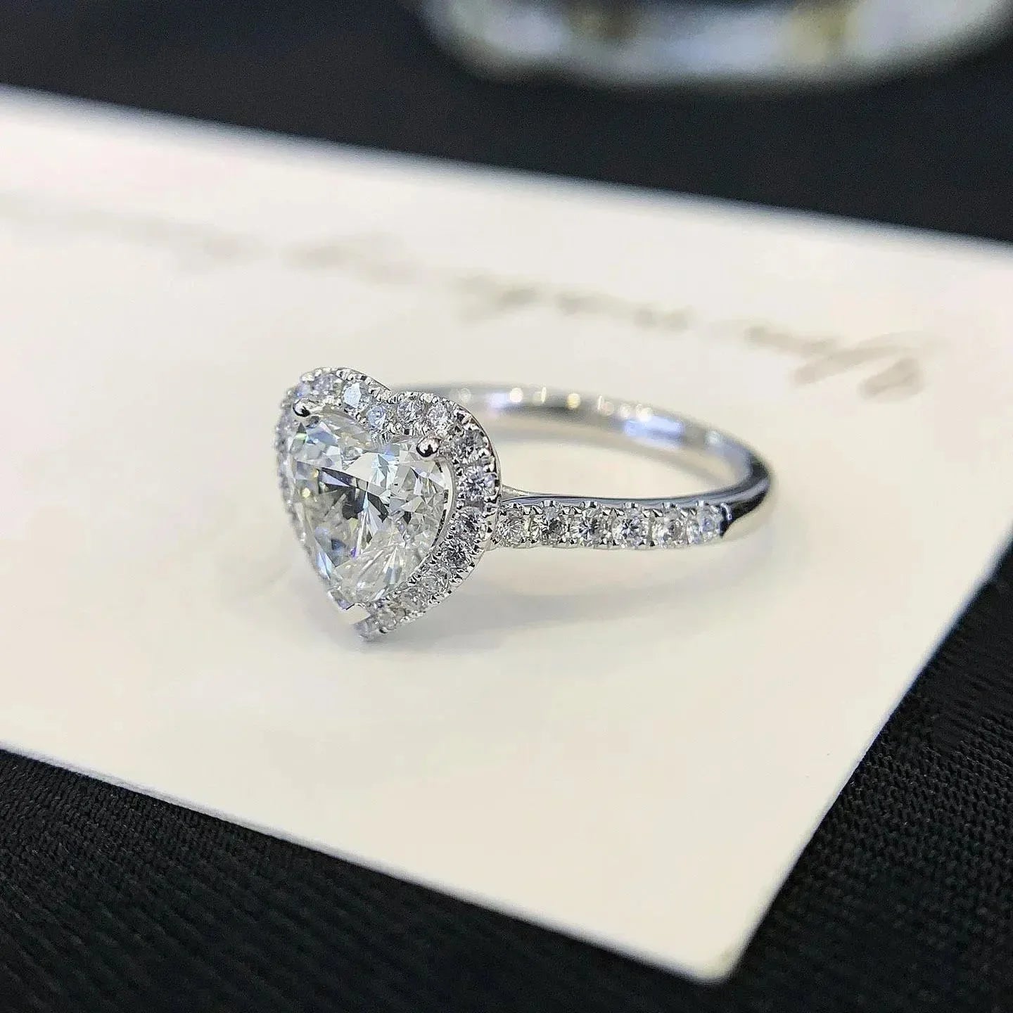 2.20TCW Heart Lab Grown Diamond Engagement Ring | Halo Pavé Cathedral Setting | IGI Certified 