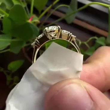 2.20TCW Oval Lab Grown Diamond Engagement Ring | Five Stone Cathedral Setting | IGI Certified 