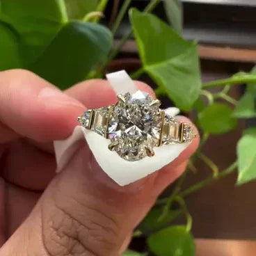 2.00CT Oval Lab Grown Diamond Engagement Ring | Five Stone Cathedral Setting | IGI Certified