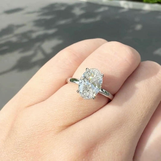 2.20TCW oval lab grown diamond engagement ring, hidden halo setting, IGI certified bridal ring, luxury wedding jewelry