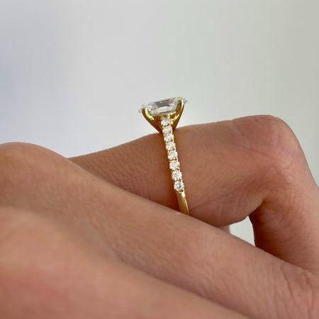 Oval cut lab grown diamond engagement ring 2.20TCW, pavé band setting, IGI certified luxury bridal diamond jewelry